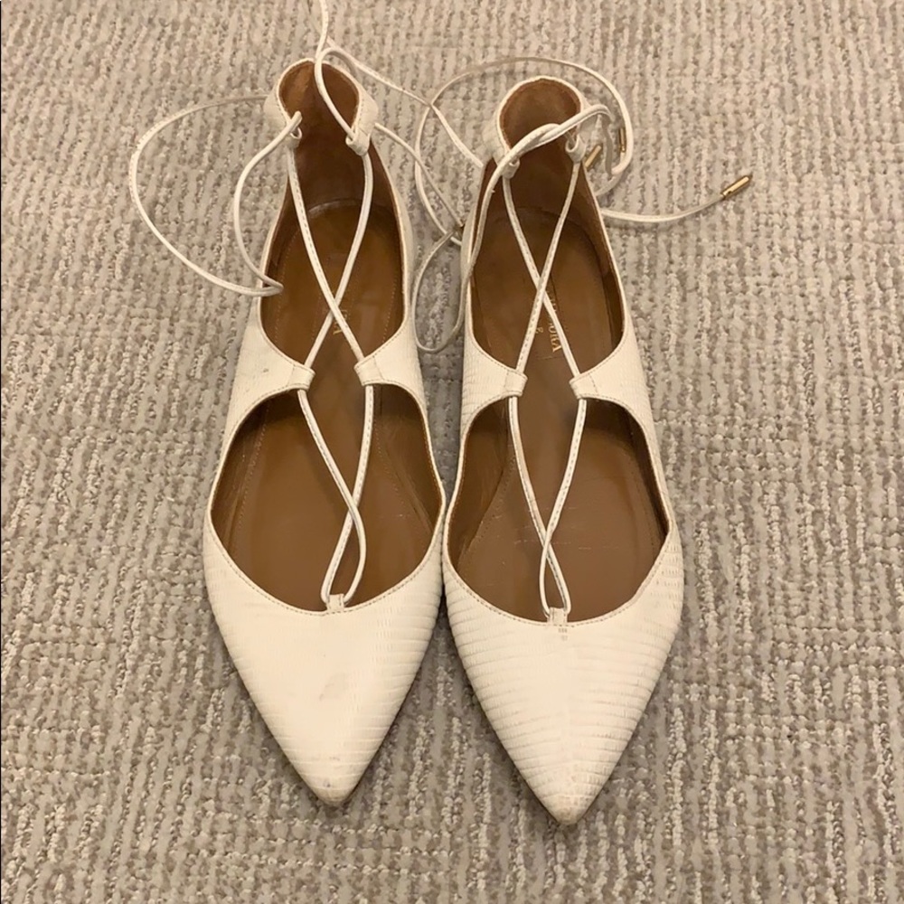 Aquazzura Lace up flat sleek pointed toe